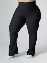 Thumbnail 3 of Material Girl Ribbed Flare Legging - Onyx Black, 3 of 7