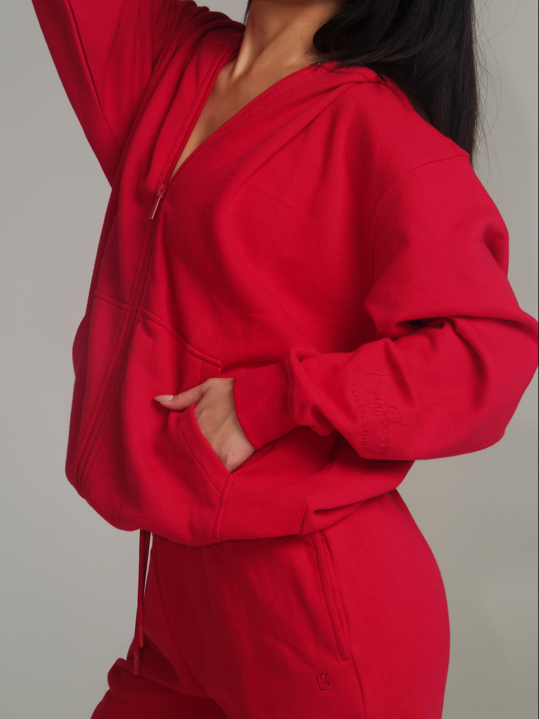 **PREORDER** Threads Zip Hoodie - Lipstick Red