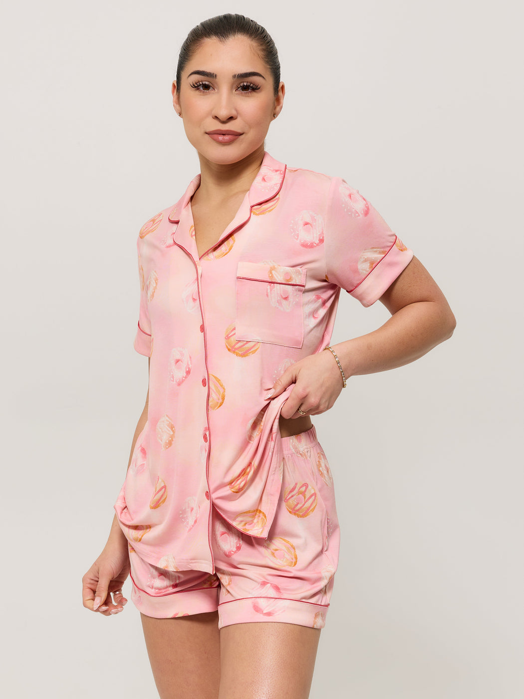 Pajama Shorts Set - Donut Print