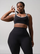 Thumbnail 1 of Sweetheart Nubre Sports Bra - Onyx Black and White, 1 of 5