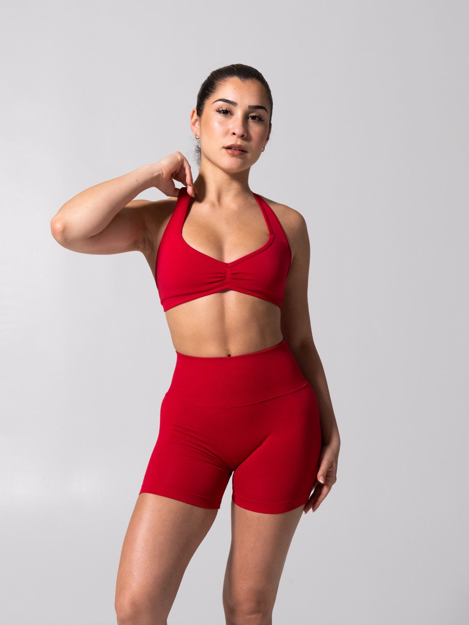 **PREORDER** Micro Seamless Sports Bra - Heather Lipstick Red