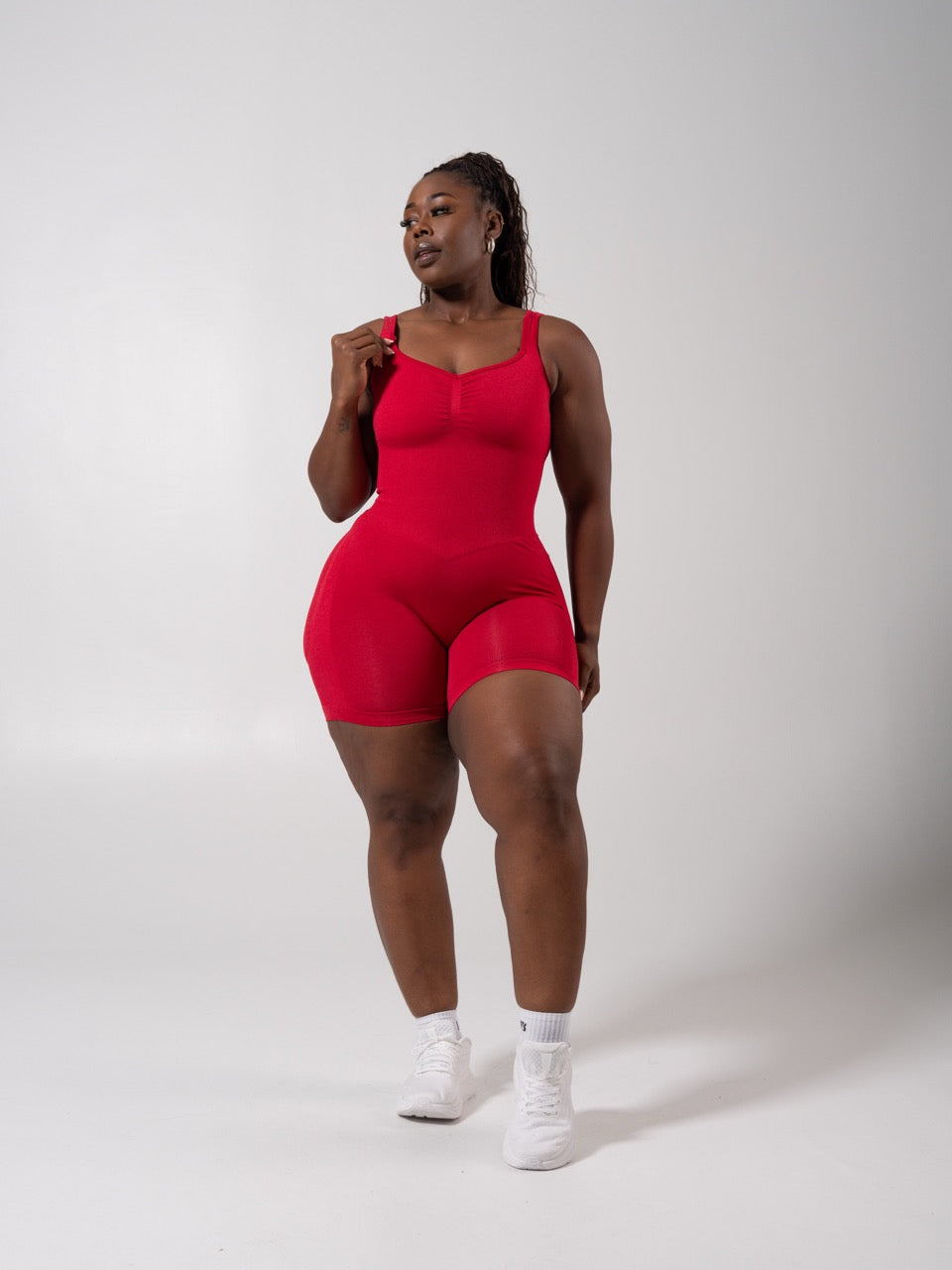 **PREORDER** Miracle Scrunch Seamless Bodysuit 5" - Heather Lipstick Red