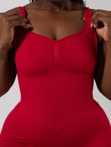 Thumbnail 3 of **PREORDER** Miracle Scrunch Seamless Bodysuit 5" - Heather Lipstick Red, 3 of 8
