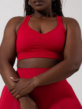 Thumbnail 4 of **PREORDER** Vida Seamless Sports Bra - Heather Lipstick Red, 4 of 7
