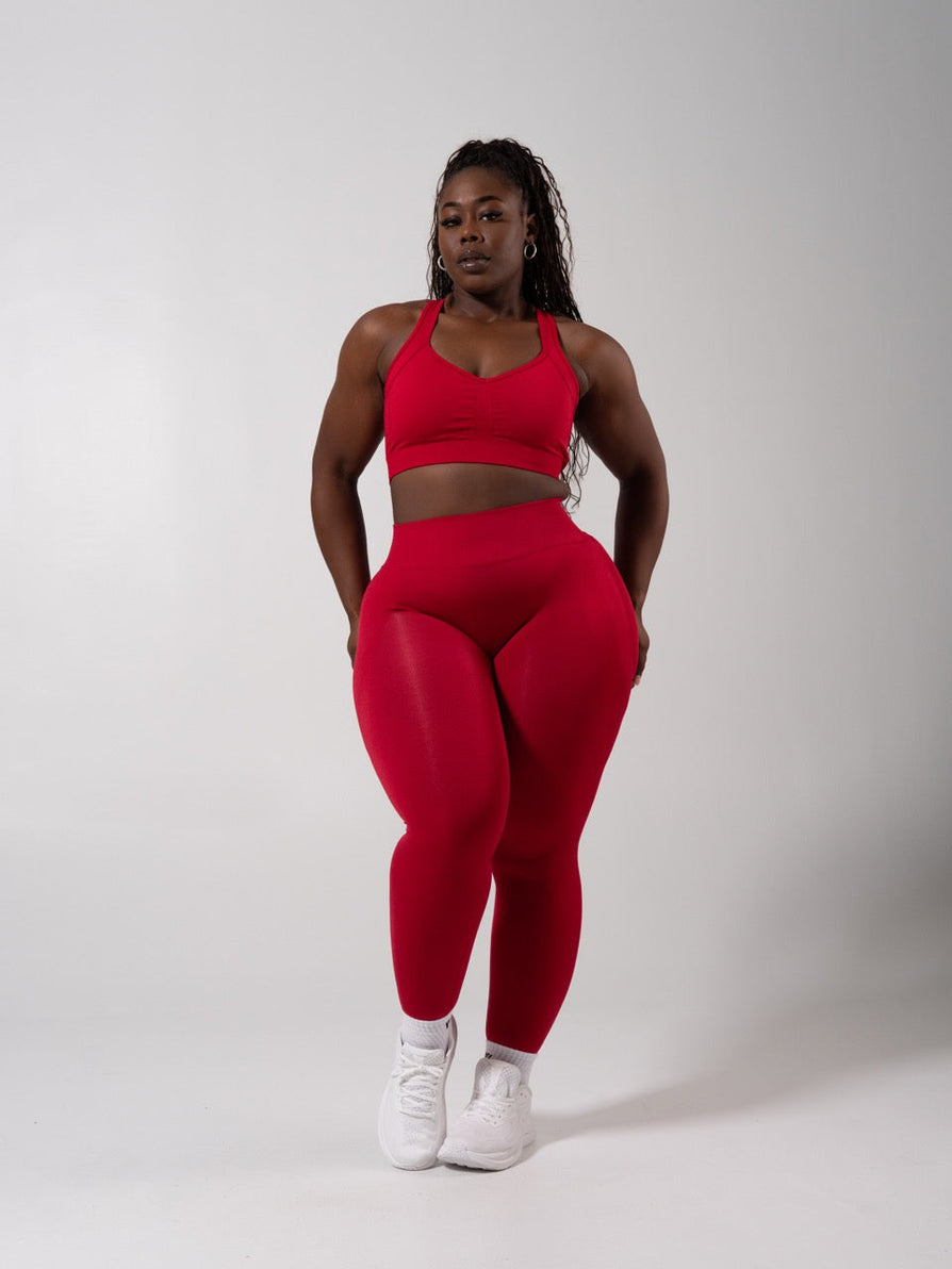 **PREORDER** Miracle Seamless Hip Rise Legging - Heather Lipstick Red