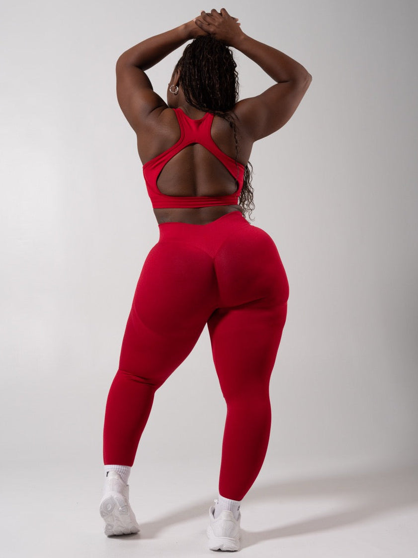 Miracle Seamless Mid Rise Legging - Heather Lipstick Red