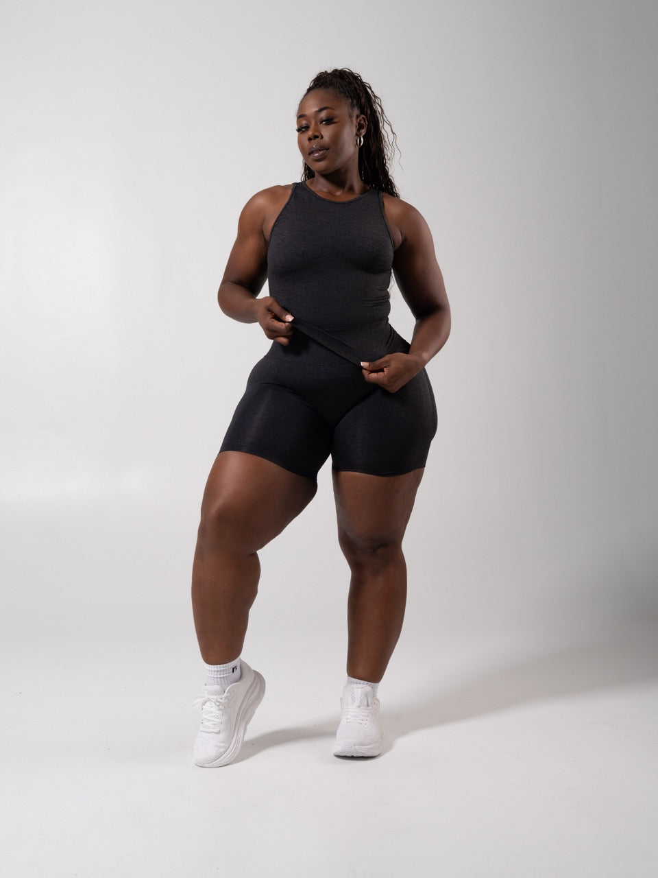 **PREORDER** Shape Seamless Hip Tank - Heather Charcoal