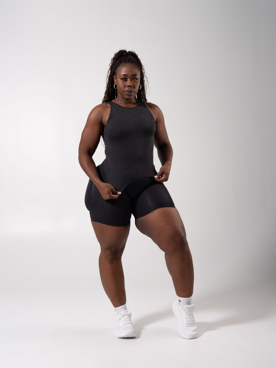 **PREORDER** Shape Seamless Hip Tank - Heather Charcoal