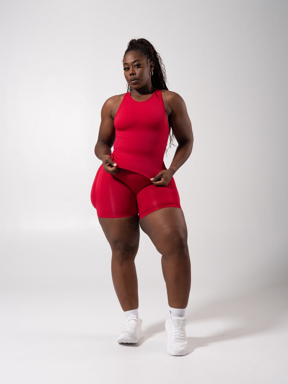 **PREORDER** Shape Seamless Hip Tank - Heather Lipstick Red