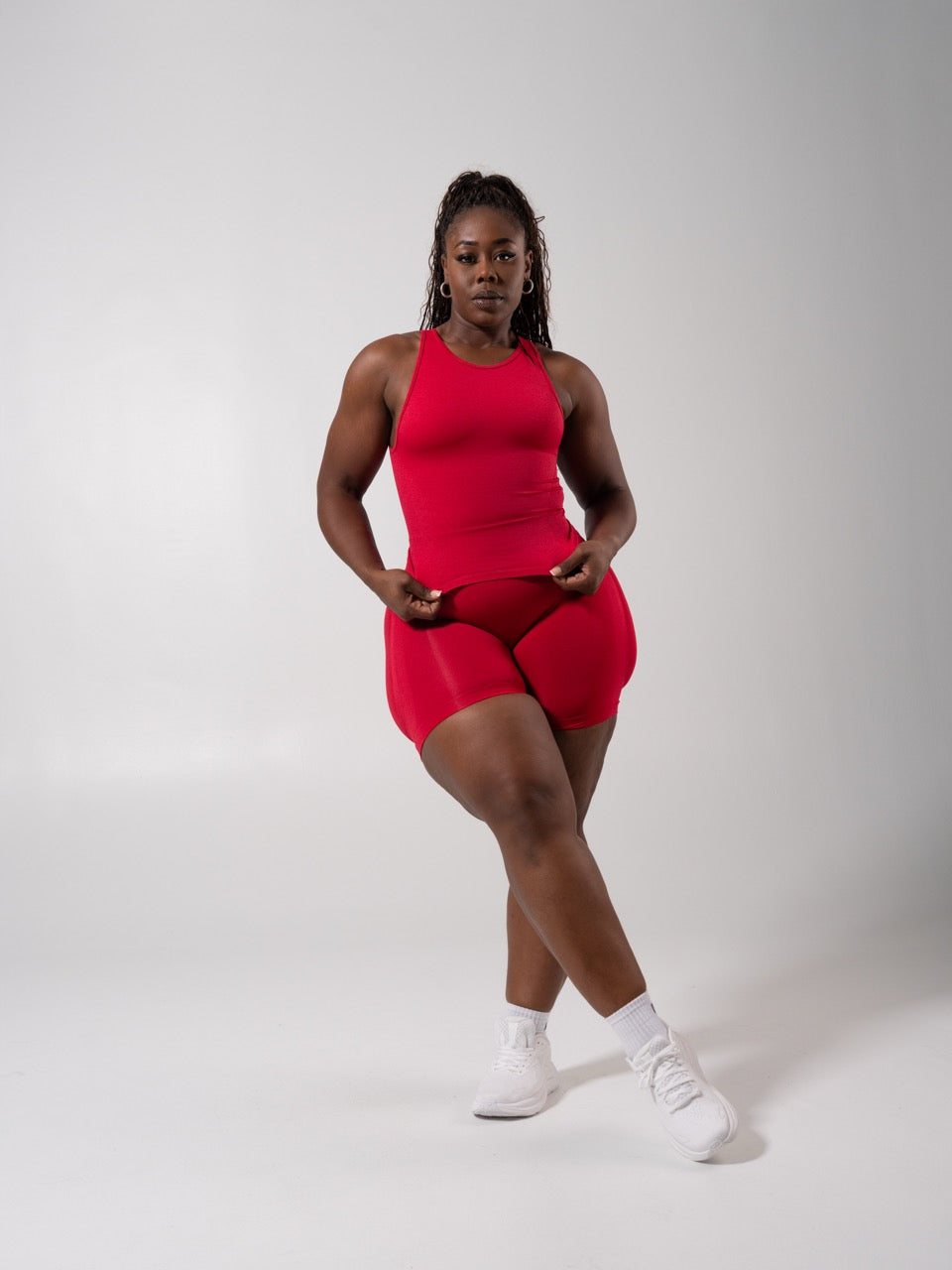 **PREORDER** Shape Seamless Hip Tank - Heather Lipstick Red