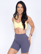Thumbnail 1 of Poshknit Scrunch Halter Sports Bra - Sunbeam, 1 of 6