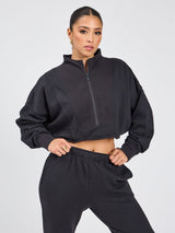 Thumbnail 3 of Threads Quarter Zip Crop - Onyx Black, 3 of 7