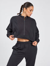 Thumbnail 1 of Threads Quarter Zip Crop - Onyx Black, 1 of 7