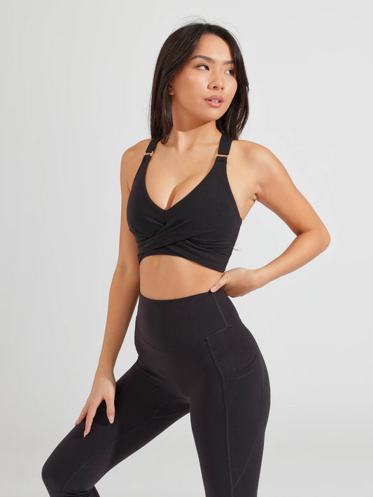 Candy Wrap Sports Bra - Onyx Black