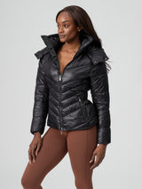 Thumbnail 3 of Waist Taper Puffer Jacket - Onyx Black, 3 of 10