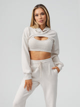 Thumbnail 1 of Luxe Bolero Hoodie - Eggshell, 1 of 5