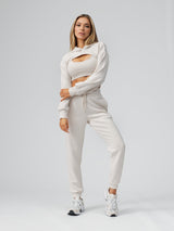 Thumbnail 2 of Luxe Bolero Hoodie - Eggshell, 2 of 5
